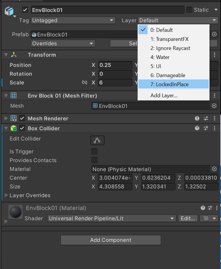 Example shows layers on object