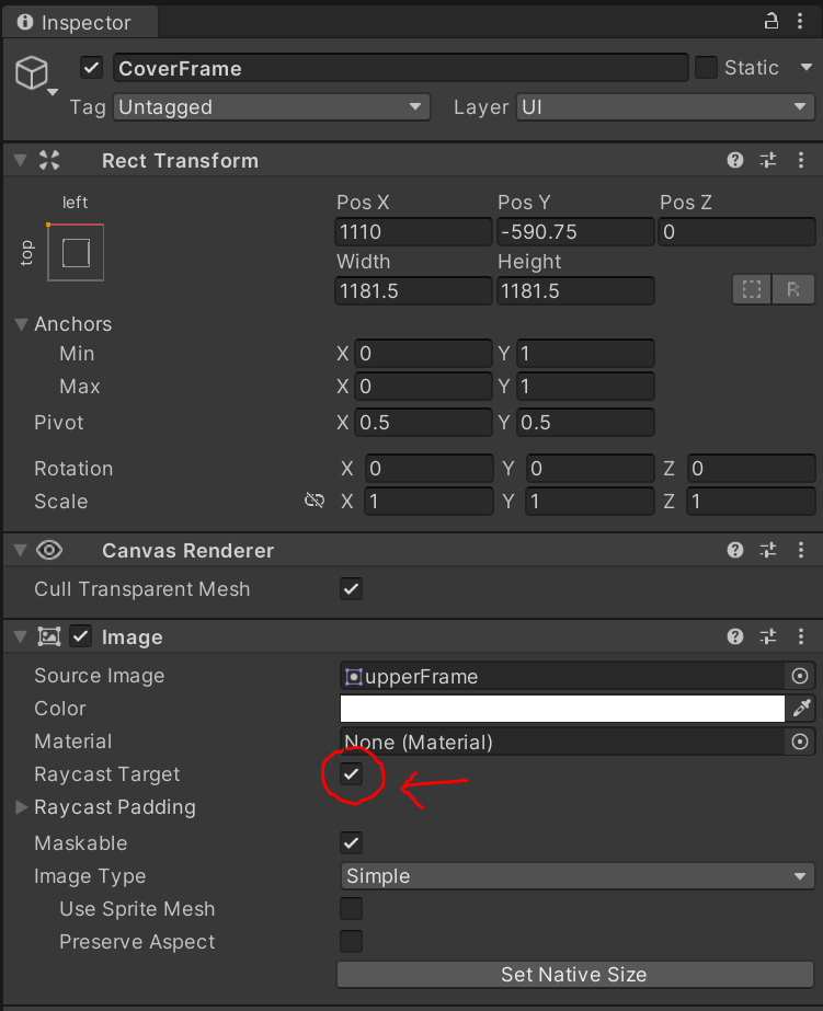 Raycast Target checked on will block interactions on images