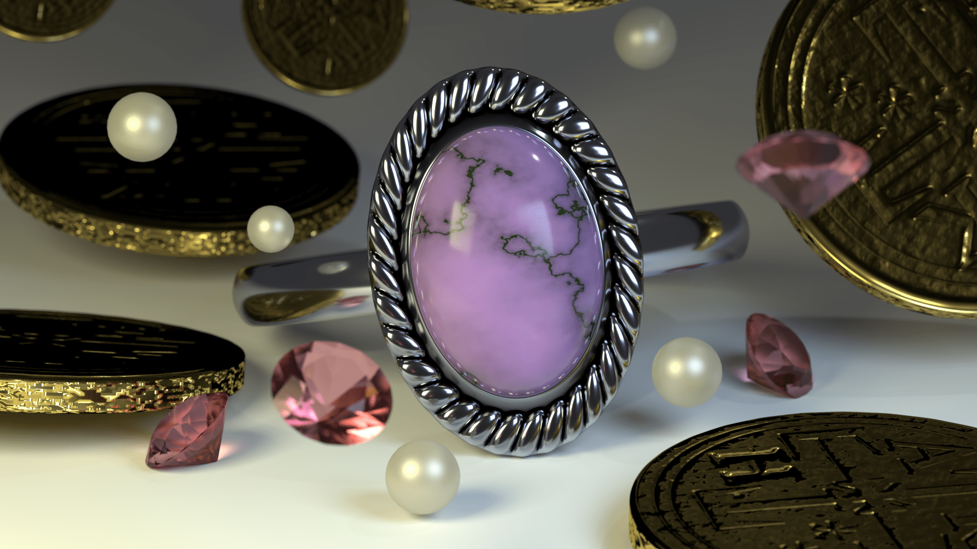 Some jewelry I created and rendered out long ago from Blender 